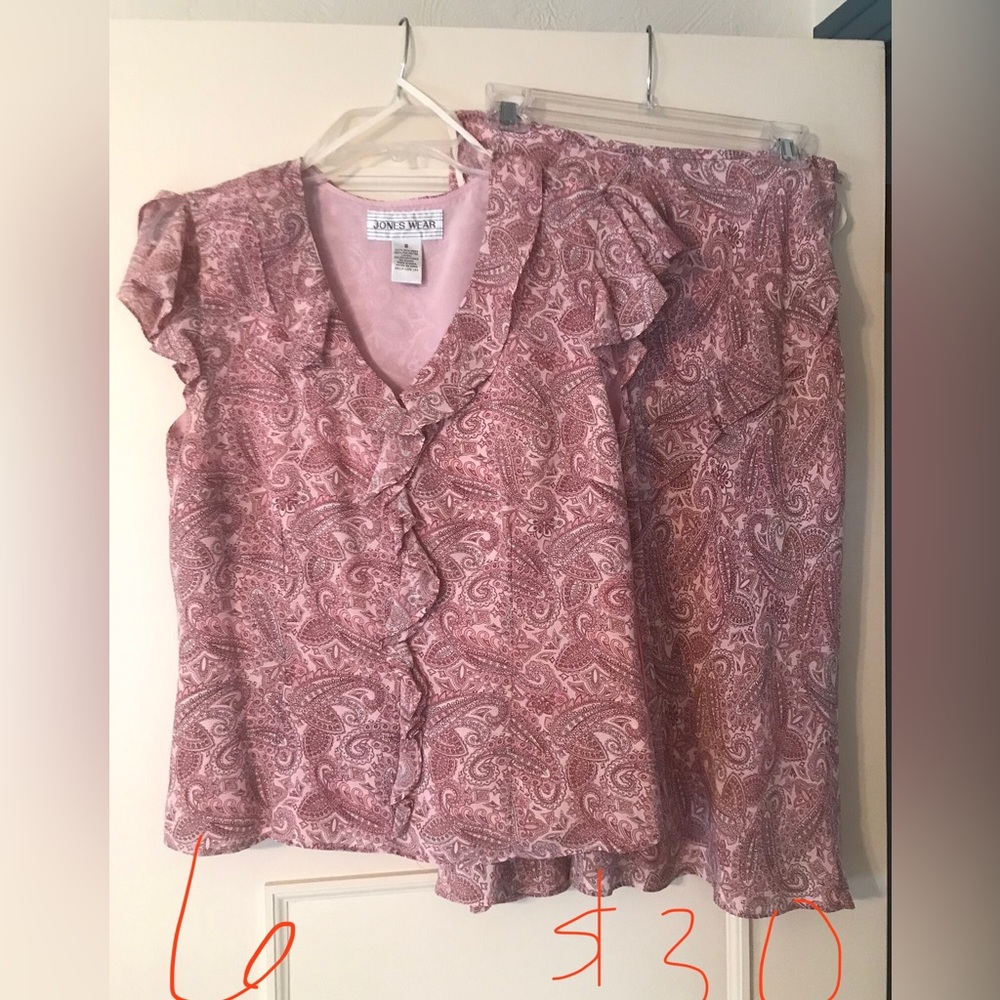 Pink paisley top and skirt